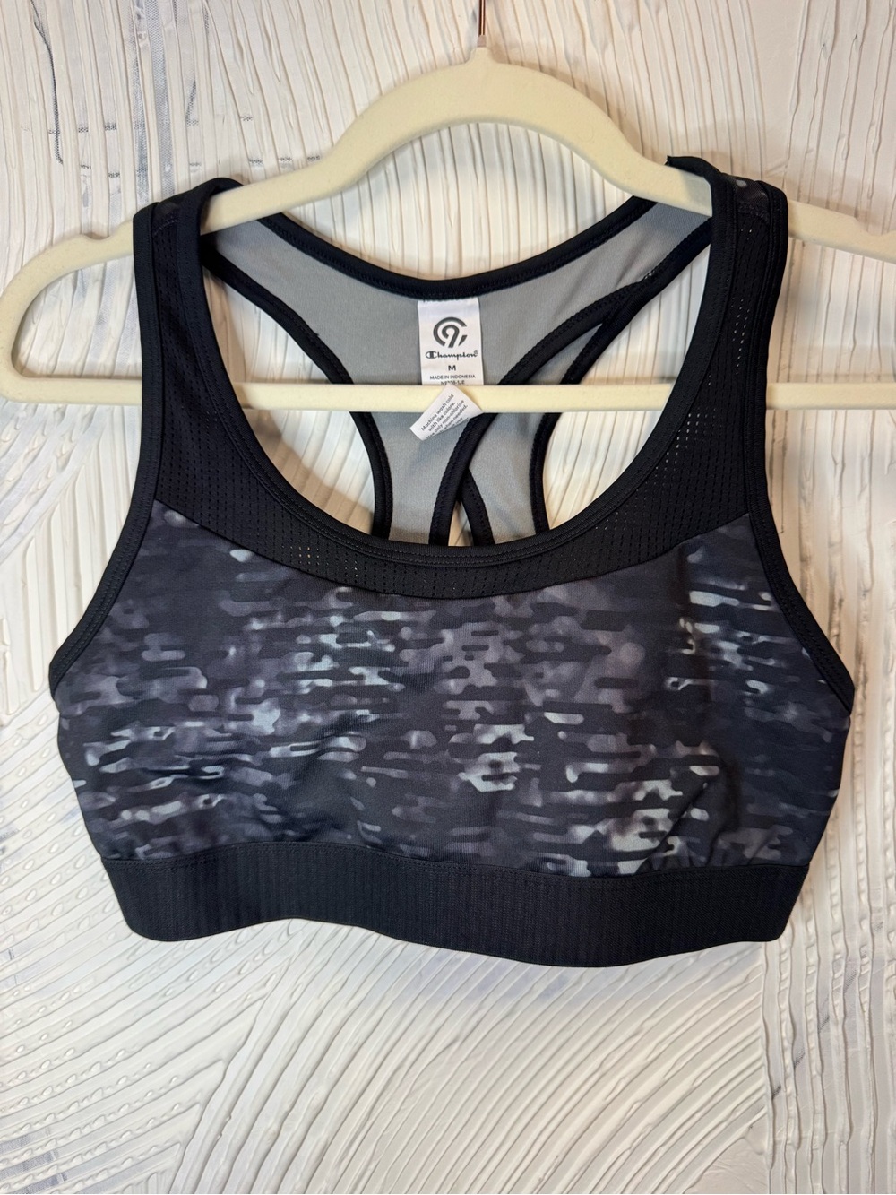 Champion Black & Gray Camo Racerback Sports Bra